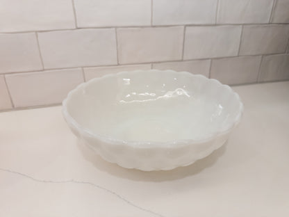 Vintage Anchor Hocking Milk Glass Bubble Pattern Serving Bowl