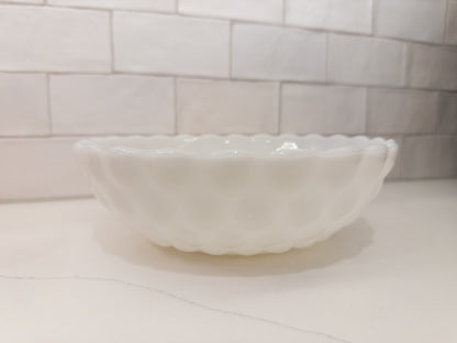 Vintage Anchor Hocking Milk Glass Bubble Pattern Serving Bowl
