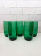 S/5, Vintage Anchor Hocking Forest Green Roly Poly Tumblers