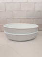 S/2, Vintage 1975 FTD Textured Milk Glass Oval Serving Bowl
