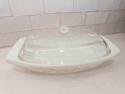 Vintage Pyrex Golden Honeysuckle Casserole Dish w/ Glass Lid