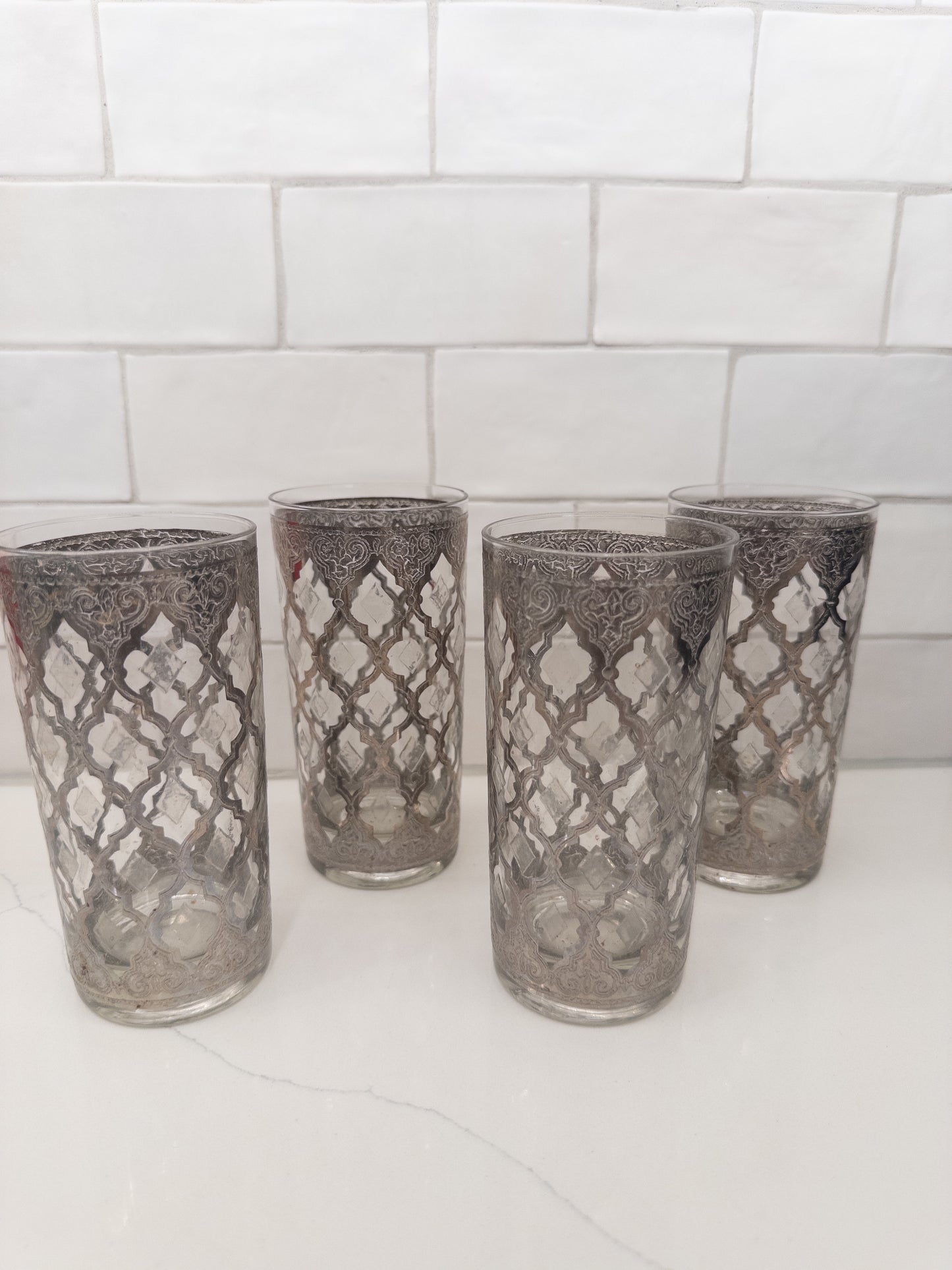 S/4, Vintage Culver Silver Valencia Mid-Century Modern Highball