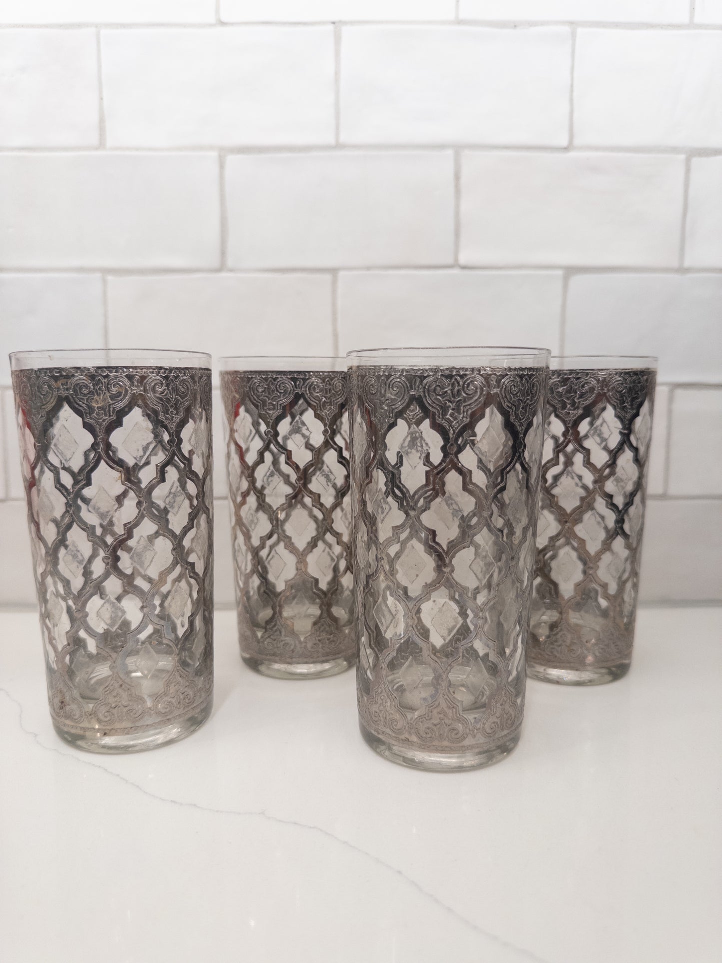 S/4, Vintage Culver Silver Valencia Mid-Century Modern Highball