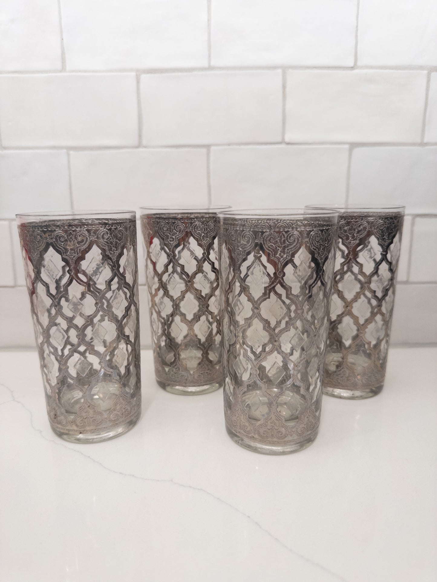 S/4, Vintage Culver Silver Valencia Mid-Century Modern Highball