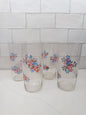 S/4, Vintage Glass Tumblers w/ Floral Prints