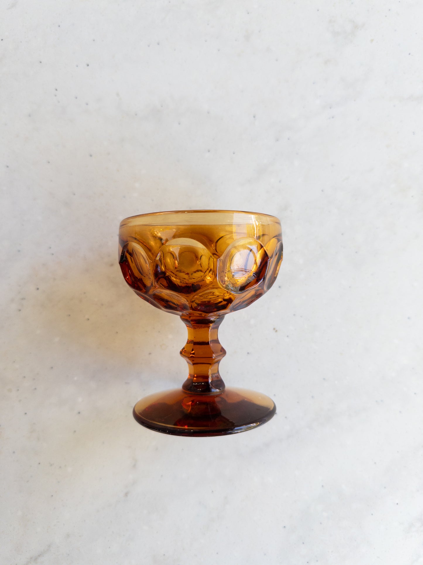S/10, Vintage Amber Imperial Thumbprint Small Dessert Compote Glass