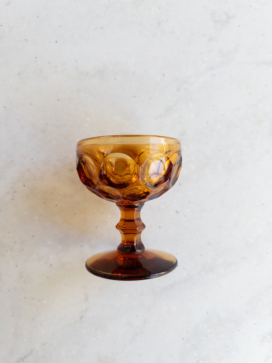 S/10, Vintage Amber Imperial Thumbprint Small Dessert Compote Glass