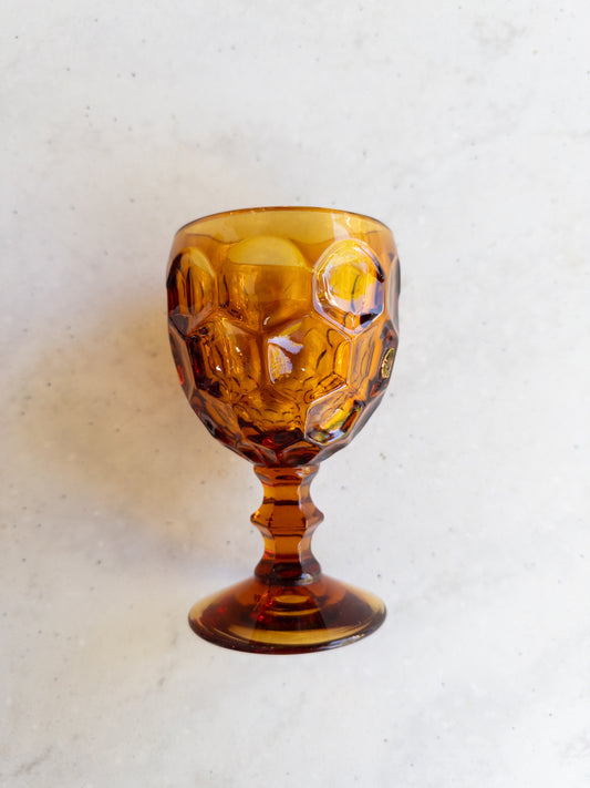 S/9, Vintage Amber Imperial Thumbprint Goblets