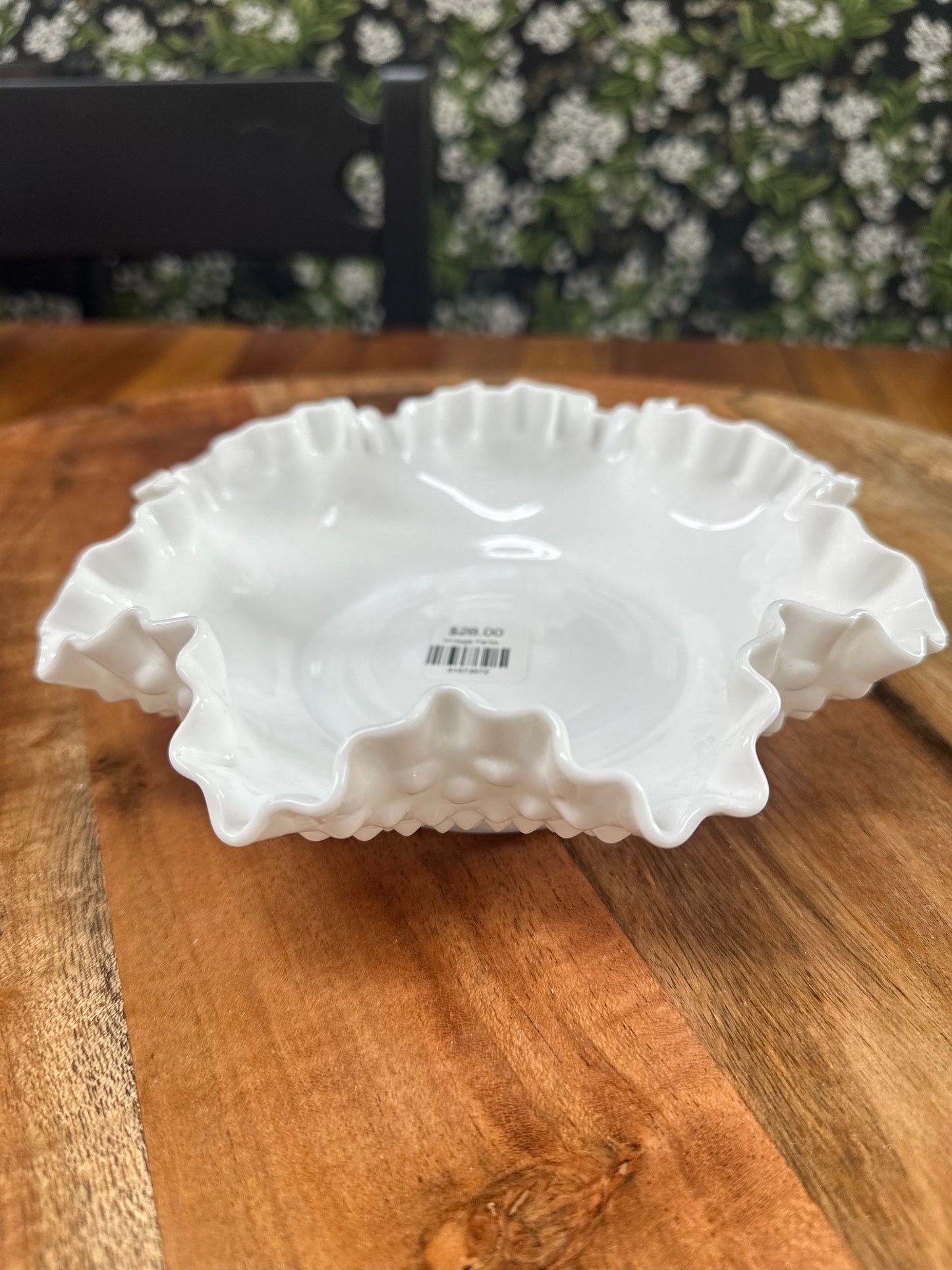 Vintage Fenton Hobnail Ruffled Rim Bowl Dish