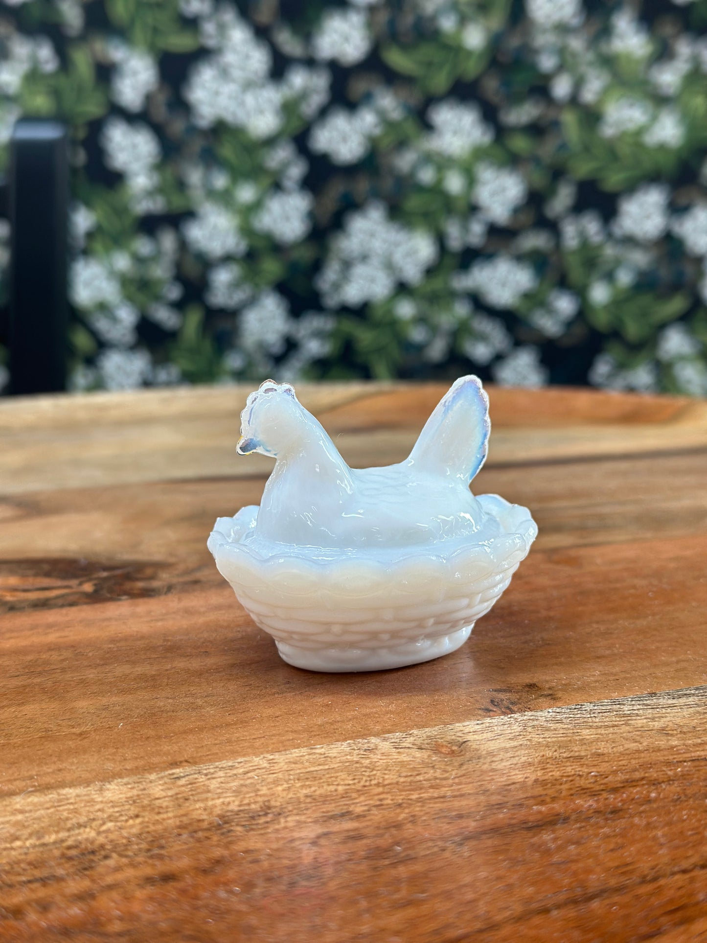 Vintage Miniature Milk Glass Covered Hen Dish