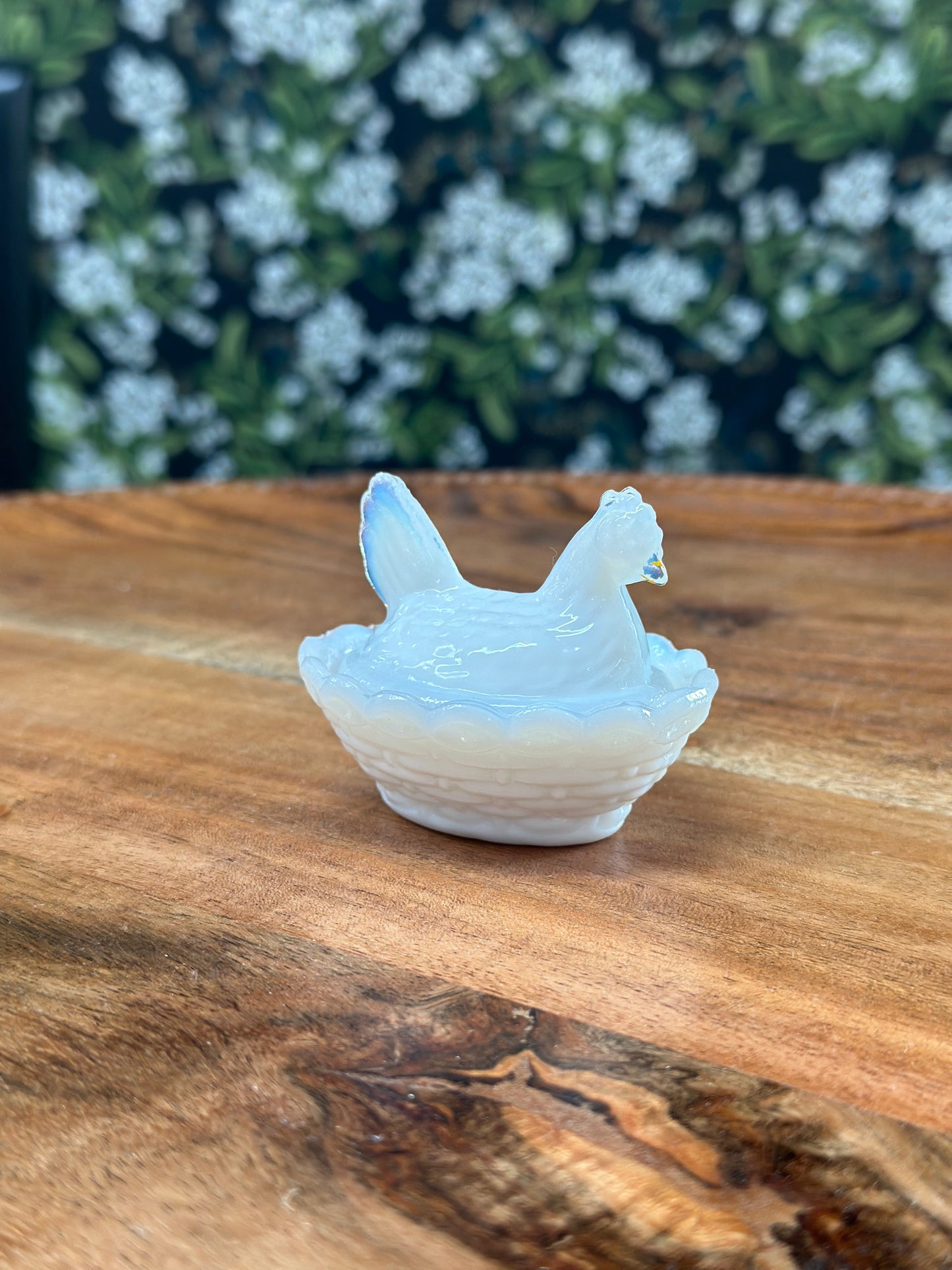 Vintage Miniature Milk Glass Covered Hen Dish