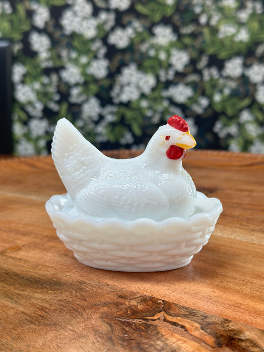 Vintage Painted Mini Hen on Nest Westmoreland