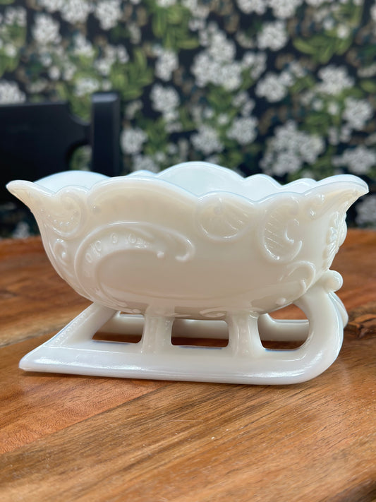 Vintage Westmoreland Milk Glass Christmas Sleigh