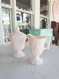 Vintage Pink Milk Glass Baltimore Pear Pattern Sugar Bowl w/ Lid and Creamer