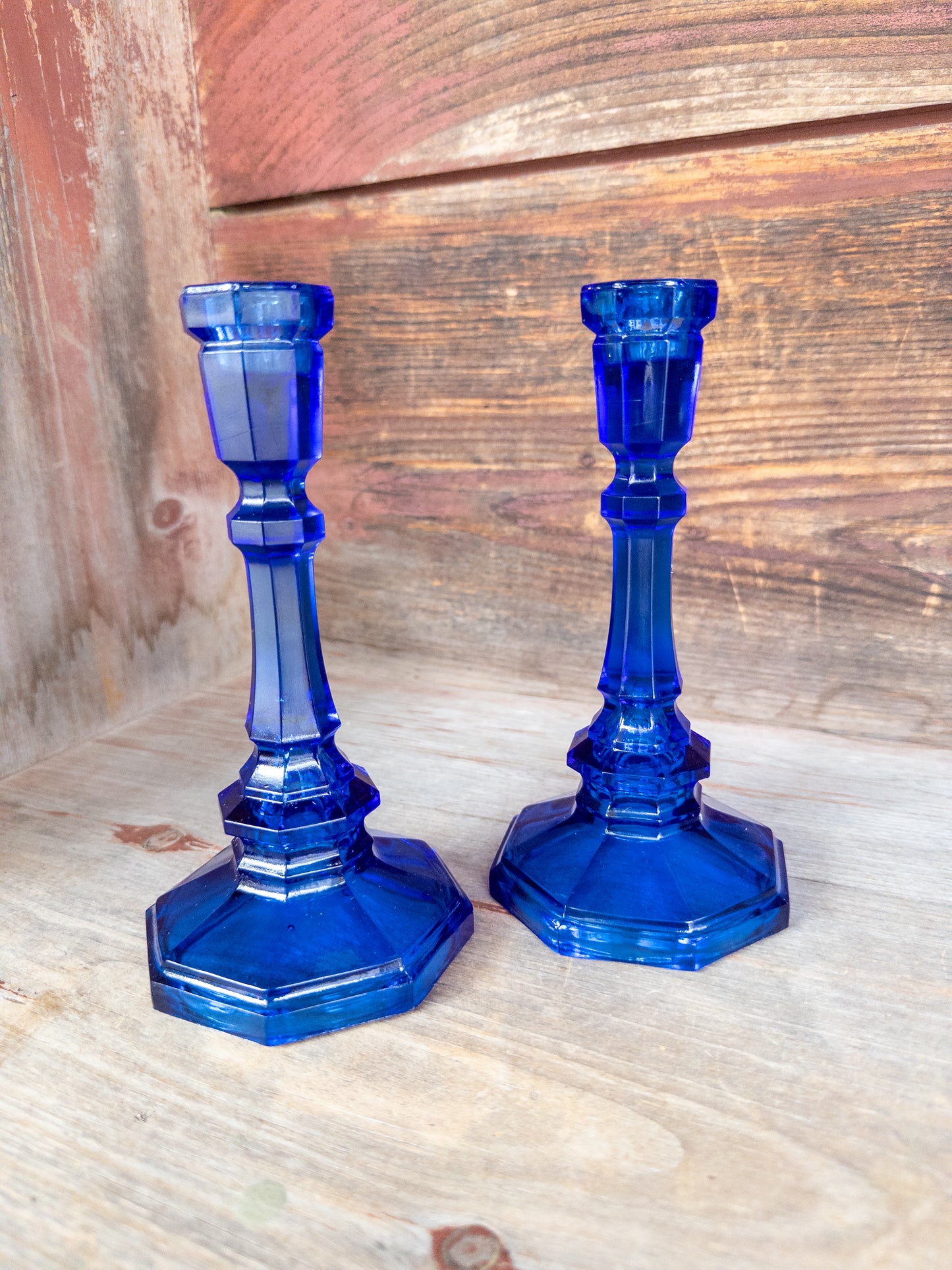 S/2, Vintage Cobalt Glass Candle Sticks