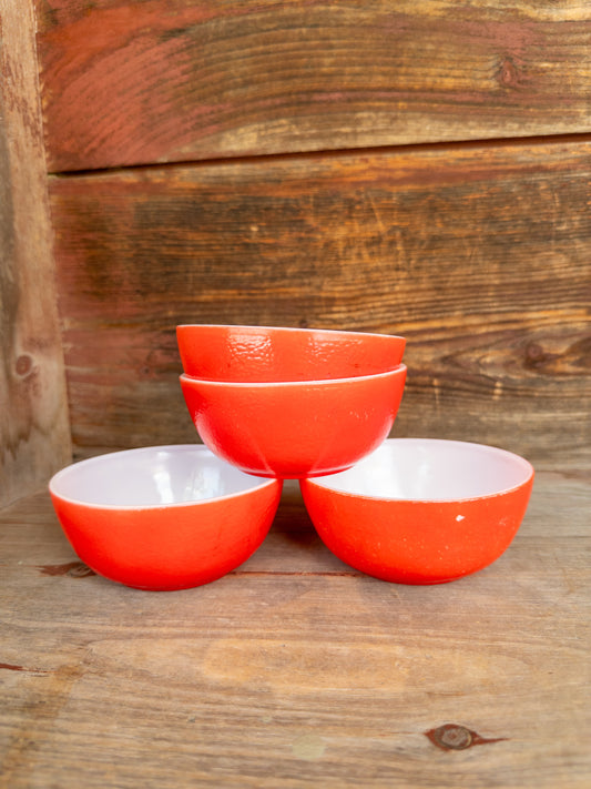 S/4 Vintage GlassBake Red Desser Bowls