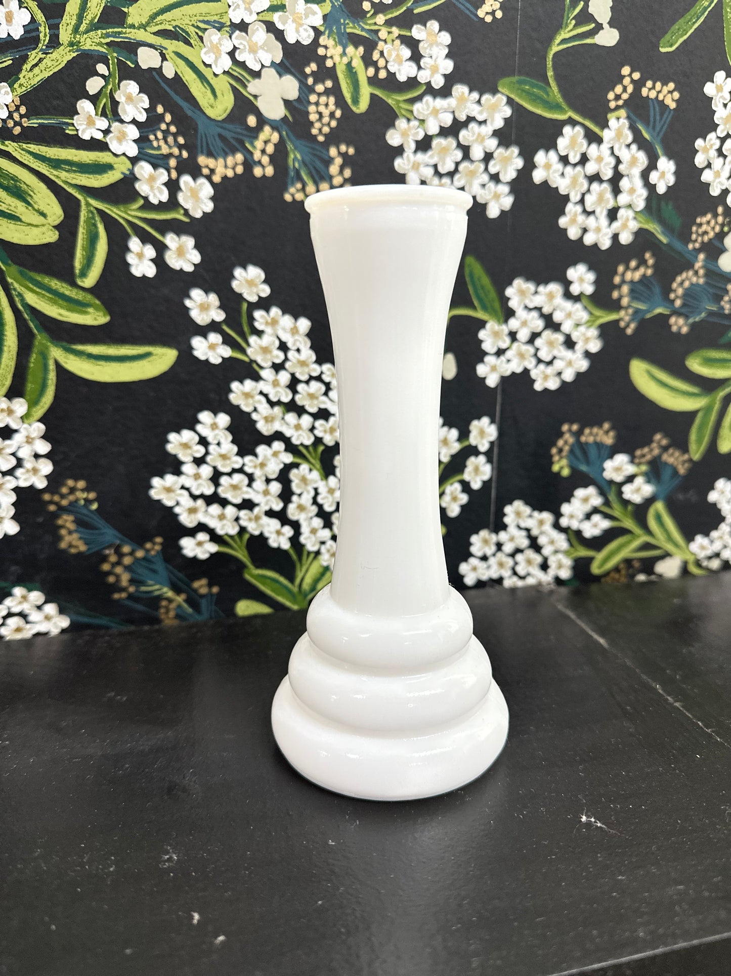 Vintage White Milk Glass Beehive Base Bud Vase