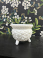 Vintage L.E. Smith Co. Daisy + Button Milk Glass Cauldron Candle Holder