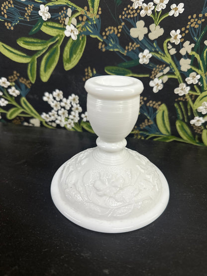 Vintage Imperial Glass Co. Doeksin White Milk Glass Candle Holder