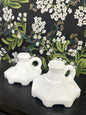 Set of 2, Vintage Milk Glass Candle Sticks