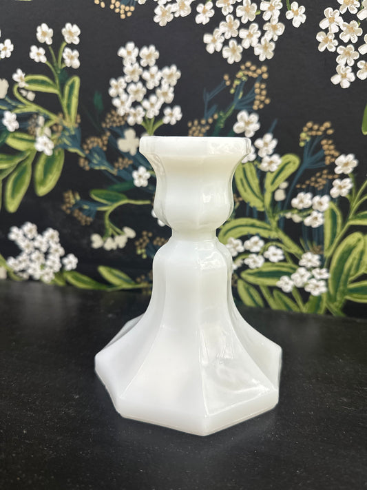 Vintage Anchor Hocking Milk Glass Colonial Chamber Candle Stick