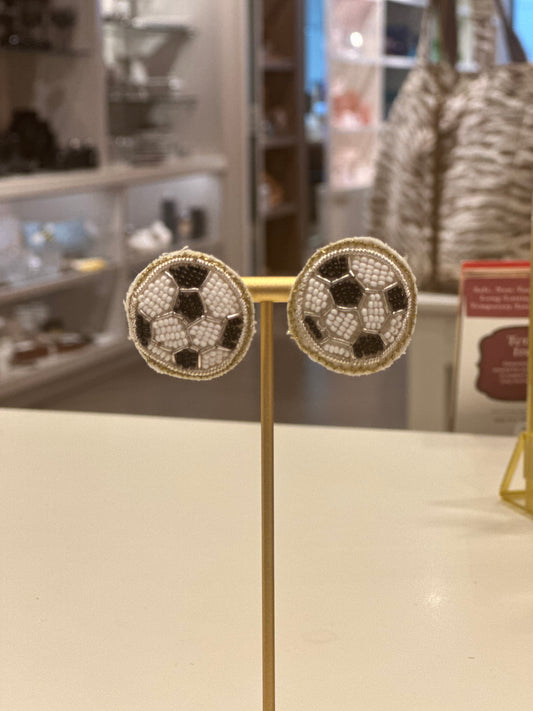 Soccer Beaded Stud Earring