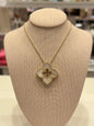 Gold Large Mother of Pearl Clover Adjustable Necklace