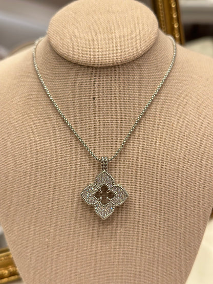Silver Pave Clover Adjustable Necklace