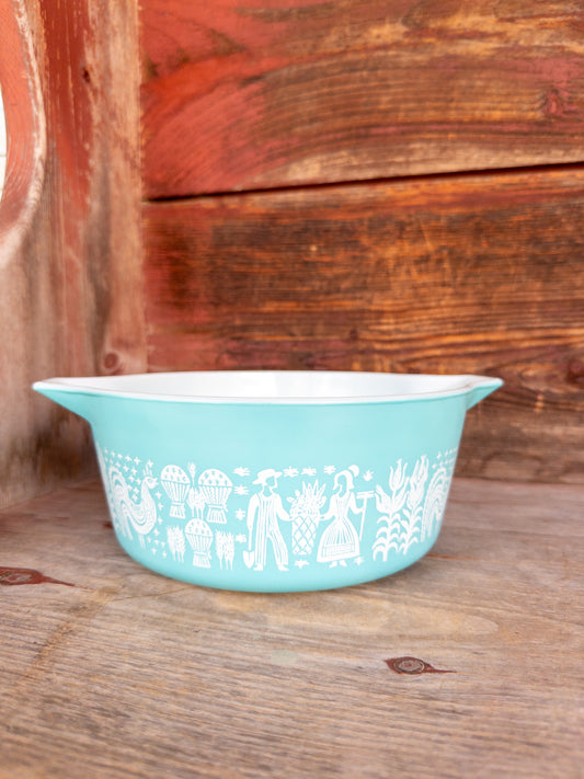 Vintage Pyrex Turquoise Amish Butterprint Cinderella Mixing Bowl