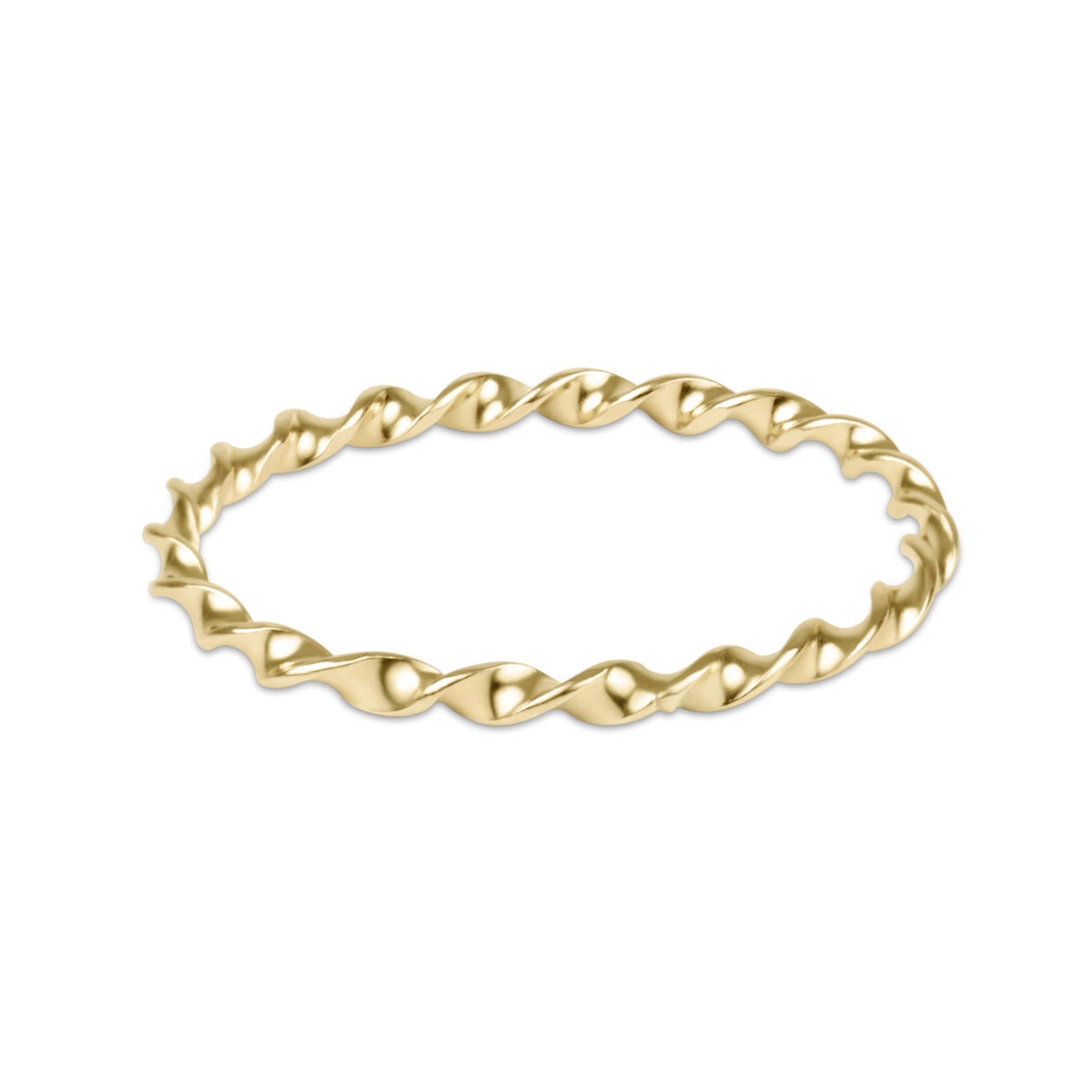 enewton Classic Gold Twisted Thin Band Ring in Size 8 shown upright on white