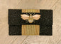 Black Gold Bee W/ Gold Stripe Evening Bag