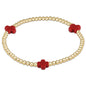 enewton Signature Cross 3mm Gold Beaded Bracelet in Red shown flat on a plain white background