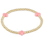 enewton Signature Cross 3mm Gold Beaded Bracelet in Pink shown flat on a plain white background