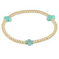 enewton Signature Cross 3mm Gold Beaded Bracelet in Mint shown flat on a plain white background