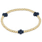 enewton Signature Cross 3mm Gold Beaded Bracelet in Navy shown flat on a plain white background