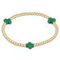 enewton Signature Cross 3mm Gold Beaded Bracelet in Emerald shown flat on a plain white background