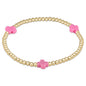 enewton Signature Cross 3mm Gold Beaded Bracelet in Bright Pink shown flat