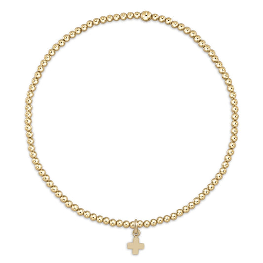 enewton Classic Gold 2mm Beaded Bracelet in Signature Cross Small shown flat