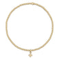 enewton Classic Gold 2mm Beaded Bracelet in Signature Cross Small shown flat
