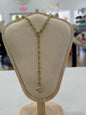 Gold Pear Lariat Necklace