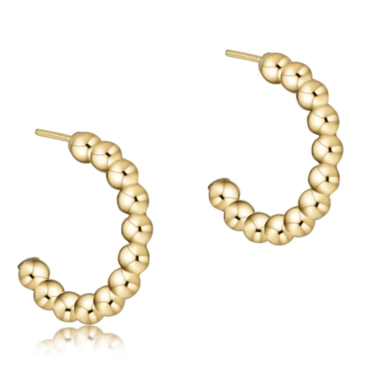 Beaded Classic 1" Post Hoop -  3mm Gold