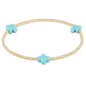 enewton Signature Cross 2mm Gold Beaded Bracelet in Turquoise shown flat on a plain white background