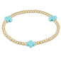 enewton Signature Cross 3mm Gold Beaded Bracelet in Turquoise shown flat on a plain white background