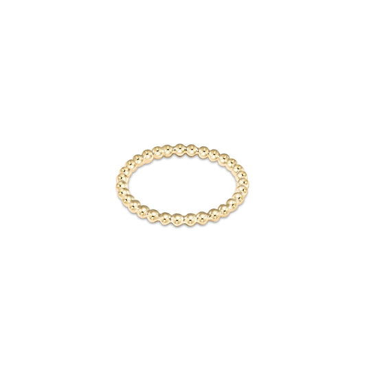 enewton Classic Gold 2mm Bead Ring in Size 7 shown upright on white