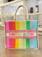 Rainbow Fringe Large Beaded Tote