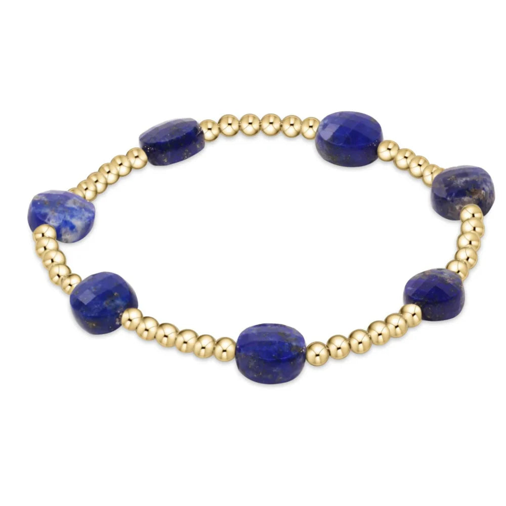 Admire Gold 3mm Bead Bracelet -  Lapis - Extends