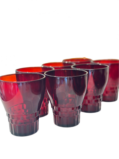 Vintage Anchor Hocking Royal Windsor Ruby Tumblers Glasses, Set of 7