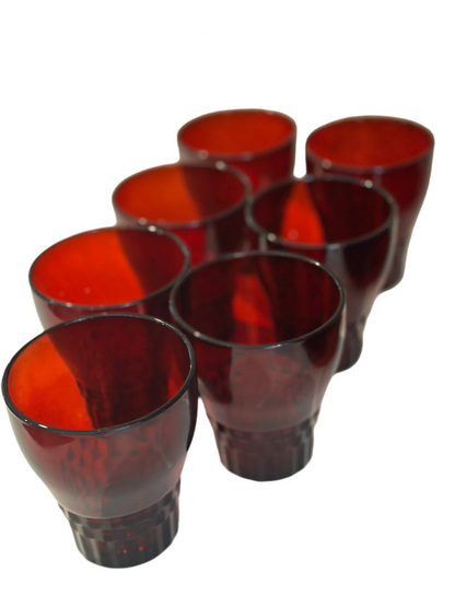 Vintage Anchor Hocking Royal Windsor Ruby Tumblers Glasses, Set of 7