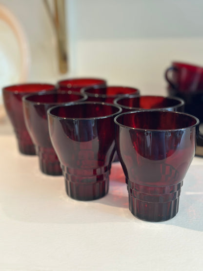 Vintage Anchor Hocking Royal Windsor Ruby Tumblers Glasses, Set of 7