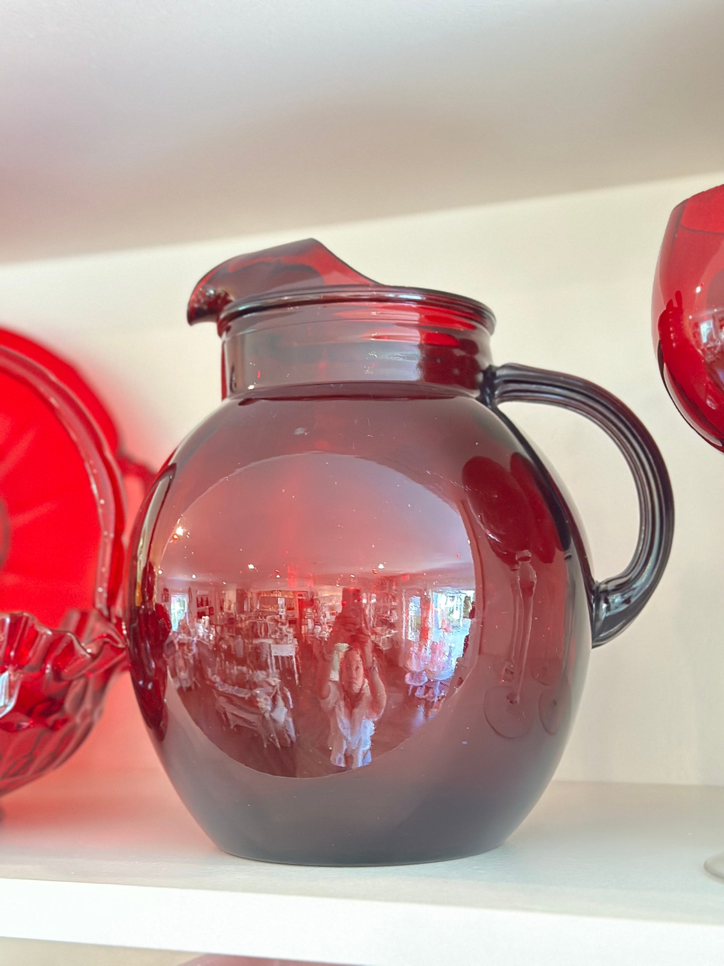 Vintage Anchor Hocking Ruby Red Glass Pitcher